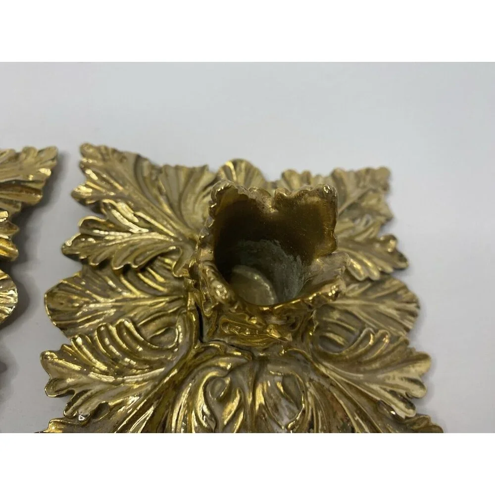 MMA Metropolitan Museum of‎ Arts Gold Tone Metal Candle Stick Holders Pair